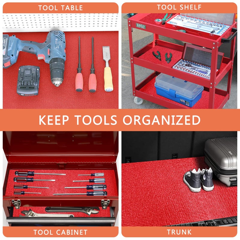 HooTown Foam Toolbox Liner Drawer Mat 1/8 Inch Thick X 16 Inch Wide X 16 Ft Long Red, No Slip for Protecting Cabinet, Garage, Cart, Tool Box - Image 5