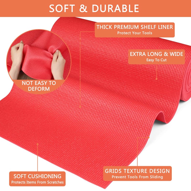 HooTown Foam Toolbox Liner Drawer Mat 1/8 Inch Thick X 16 Inch Wide X 16 Ft Long Red, No Slip for Protecting Cabinet, Garage, Cart, Tool Box - Image 3