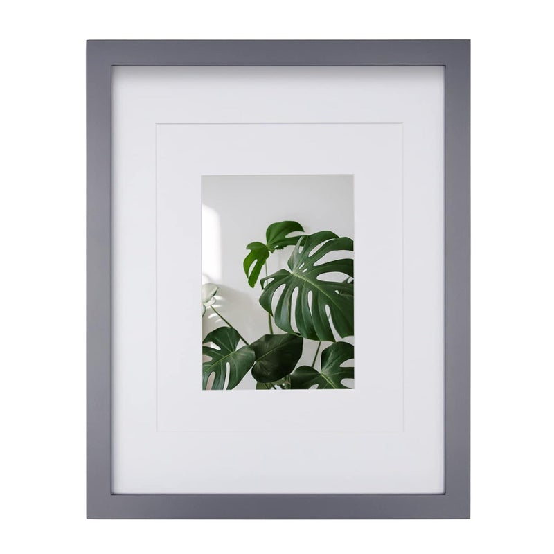 Egofine 11x14 Picture Frame Display Pictures 5x7  8x10 with Mat or 11x14 Without Mat Made of Solid Wood Covered by Plexiglass for Table Top Display and Wall Mounting Photo Frame Dark Grey
