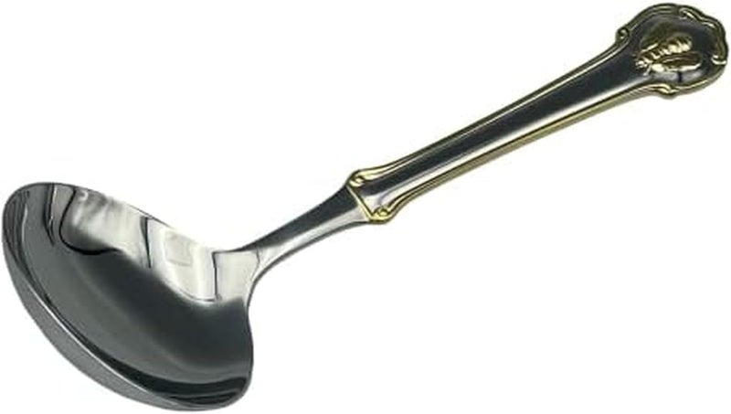 WALLACE Napoleon Bee Gold Accent Gravy Ladle, 7-Inch, Silver - Image 1