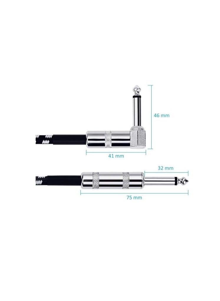 Anpro Guitar Lead Cable 3m (10ft), 6.3mm (1/4") Guitar Instrument Cable for Electric Guitar Bass Keyboard - Straight to L Shape Plugs  - Image 2