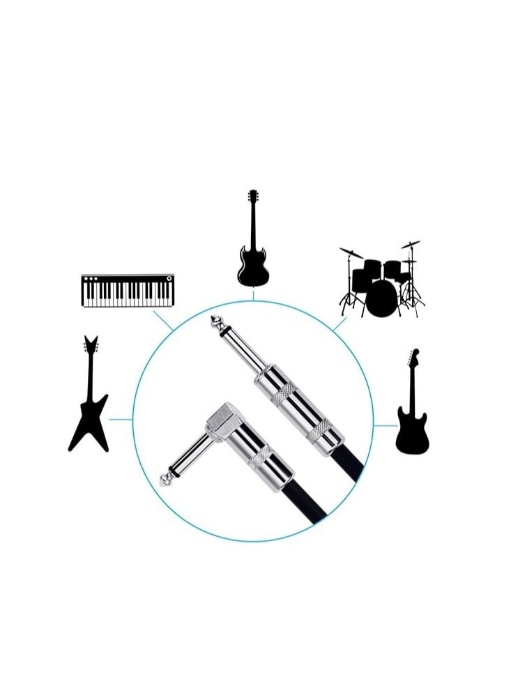 Anpro Guitar Lead Cable 3m (10ft), 6.3mm (1/4") Guitar Instrument Cable for Electric Guitar Bass Keyboard - Straight to L Shape Plugs  - Image 5