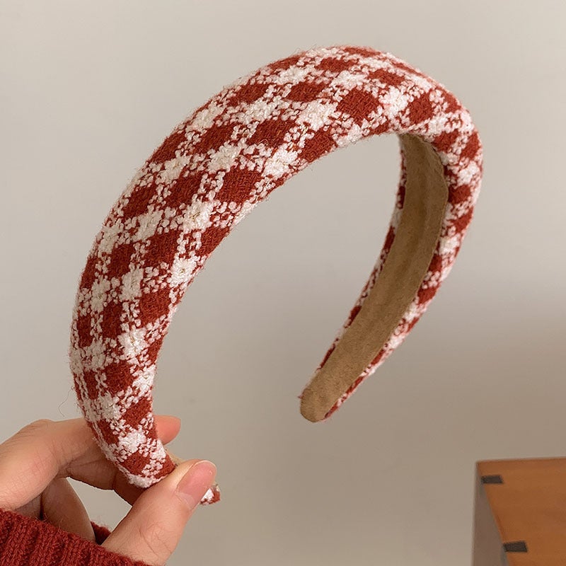 Autumn and Winter High-end  Red Headband Womens 2022 Internet Celebrity New Headband Retro Hair Strap Headdress 2# red and white