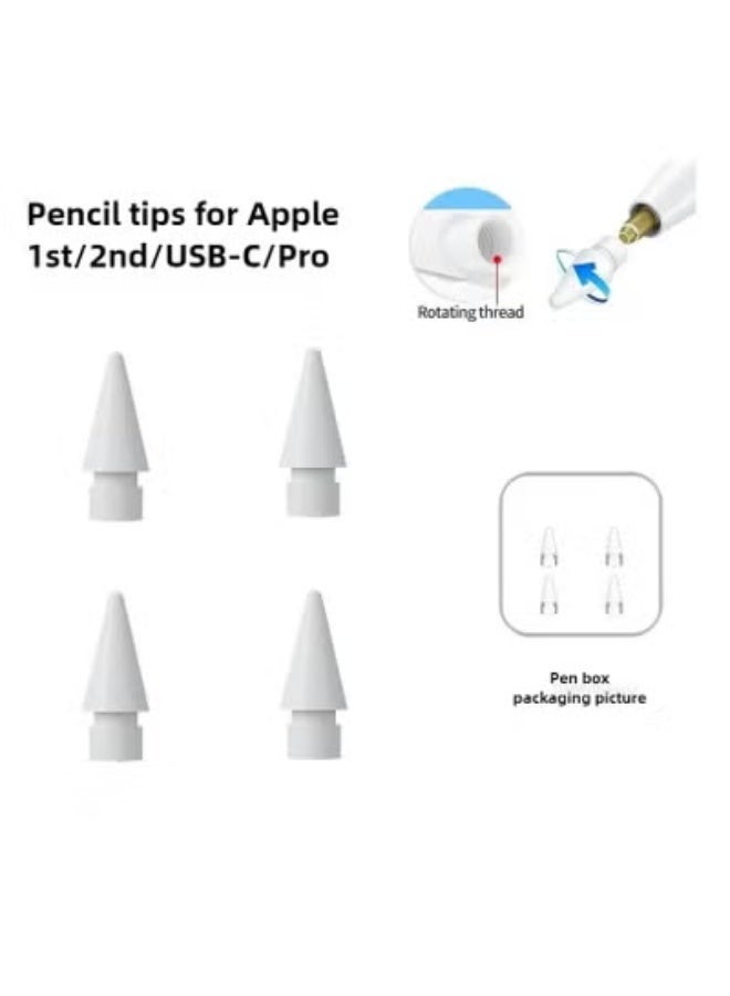 سيوو 4 قطع رؤوس بديلة لقلم Apple Pencil 1st 2nd 3rd USB-C Pro، لأقلام Apple Pencil، رؤوس أقلام ناعمة مزدوجة 2B، رأس قلم تلوين، رأس قلم ستايلس بديل، لقلم Apple Pencil الجيل الأول والثاني لأجهزة iPad، أبيض - Image 1