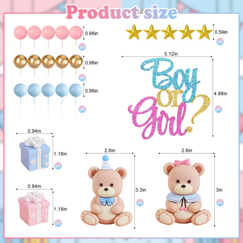 Knana 25Pcs Gender Reveal Cake Toppers Gender Reveal Cake Decorations with Bear Cake Topper for Baby Shower Birthday Party Supplies - Image 2
