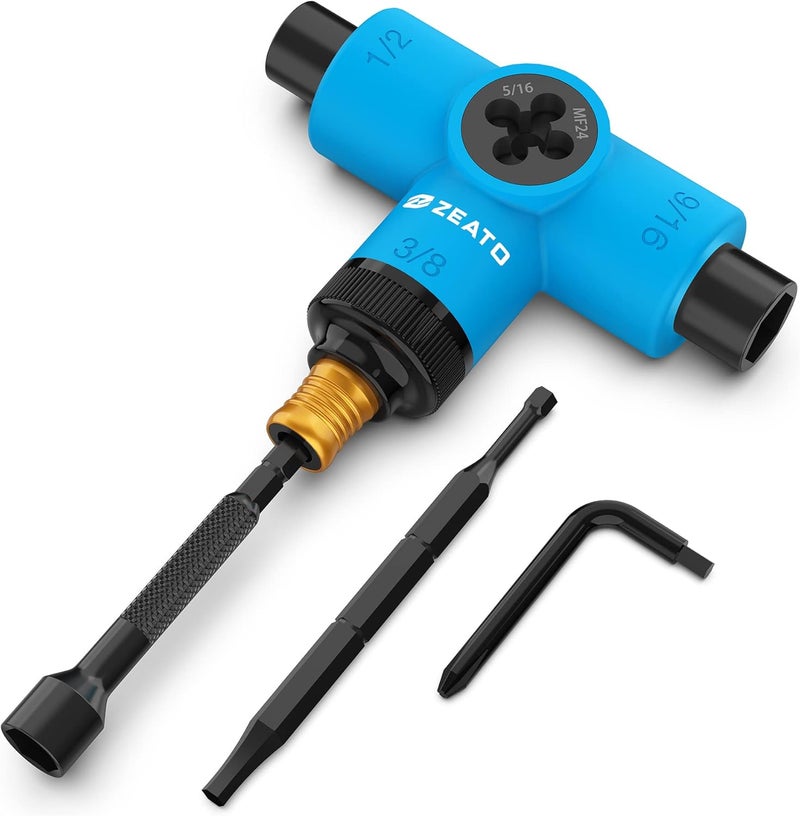 Zeato All-in-One Skate Tools Multi-Function Portable Skateboard T Tool Accessory with T-Type Allen Key and L-Type Phillips Head Wrench Screwdriver - Image 1