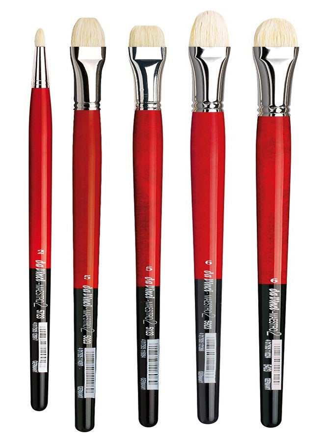 da Vinci Oil & Acrylic Series 4240 Maestro 2 Oil Brush Set, Hog Bristle with Red Handles, 5 Brushes (Series 5023, 5123, 5423, 5923, 5723) - Image 1