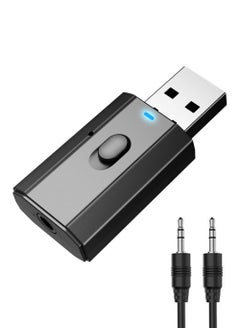 CaseNeo Bluetooth 5.0 Car Adapter, Mini Stereo Transmitter Receiver Wireless 3.5mm Aux Jack Adapter Hands-Free Car Kit Built-in Mic for Car, Home Stereo, Headphones, PC,TV and More  - Image 1