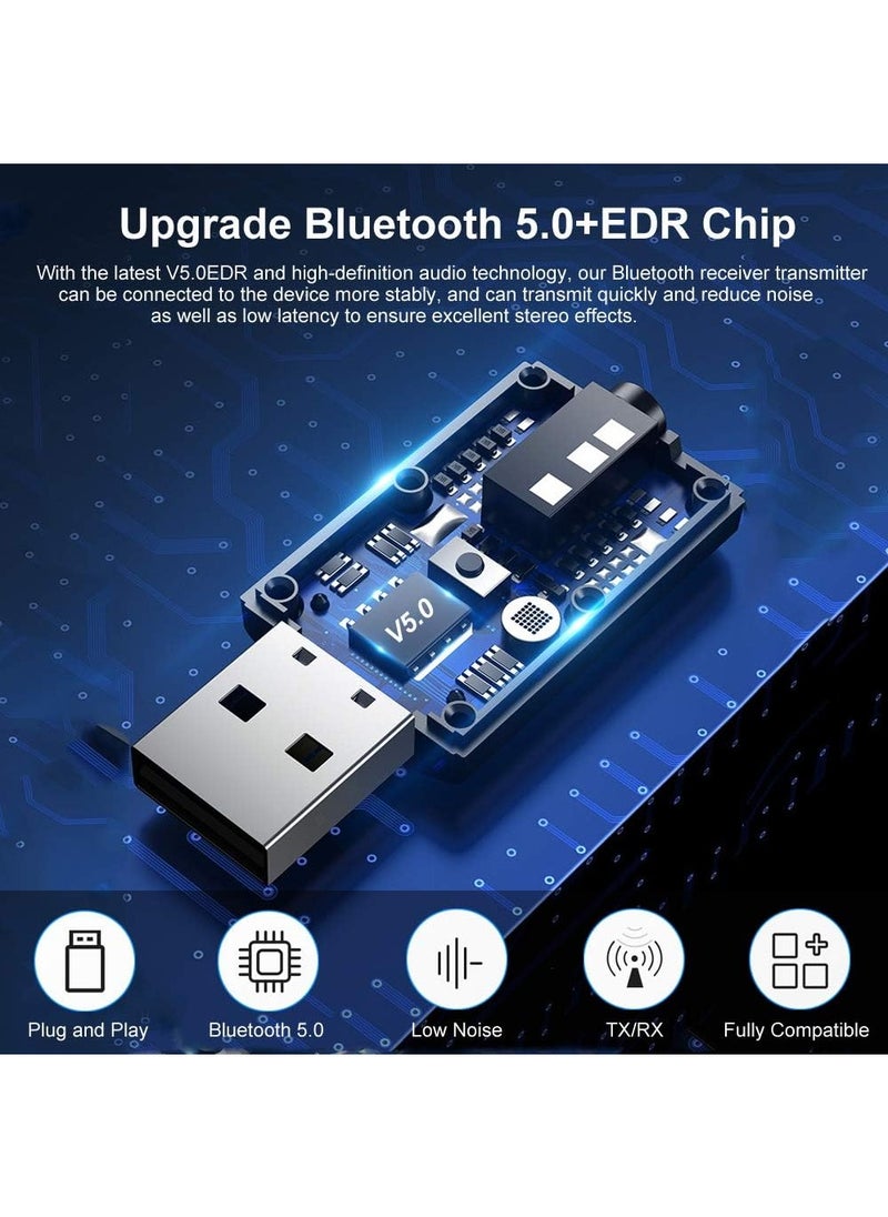 CaseNeo Bluetooth 5.0 Car Adapter, Mini Stereo Transmitter Receiver Wireless 3.5mm Aux Jack Adapter Hands-Free Car Kit Built-in Mic for Car, Home Stereo, Headphones, PC,TV and More  - Image 2