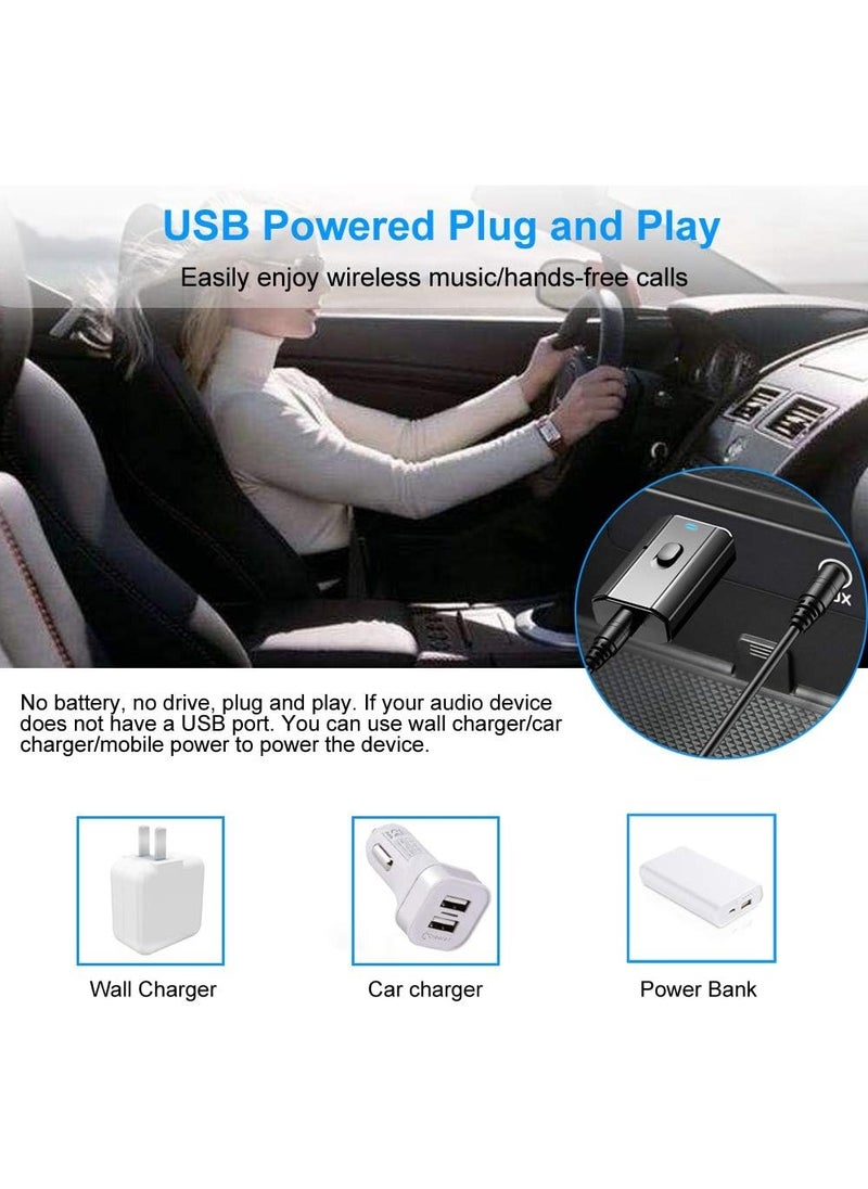 CaseNeo Bluetooth 5.0 Car Adapter, Mini Stereo Transmitter Receiver Wireless 3.5mm Aux Jack Adapter Hands-Free Car Kit Built-in Mic for Car, Home Stereo, Headphones, PC,TV and More  - Image 4