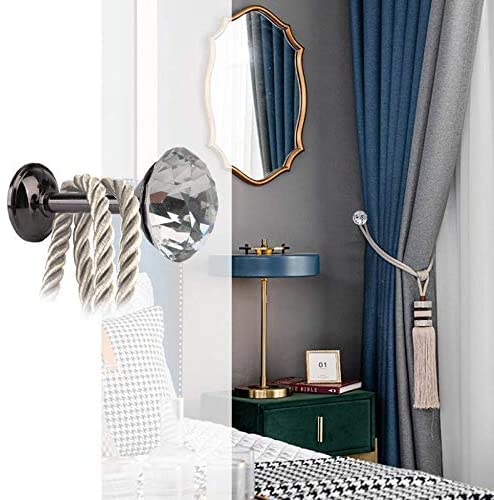 QZibeva Pack of 2 Piece Black Shiny Clear Diamond Crystal Curtain Holdbacks - Image 3