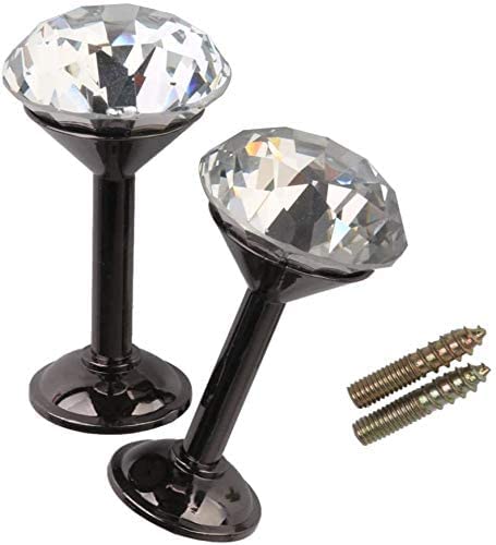 QZibeva Pack of 2 Piece Black Shiny Clear Diamond Crystal Curtain Holdbacks - Image 5