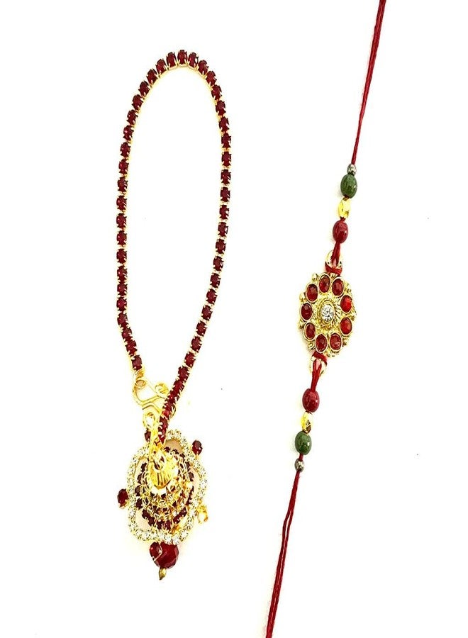 RELBEES Rakhi For Brother And Bhabhi | Pair Rakhi For Bhaiya And Bhabhi |Bhai Bhabhi Rakhi Set | Rakhi Combo| Kundan Rakhi - Image 1