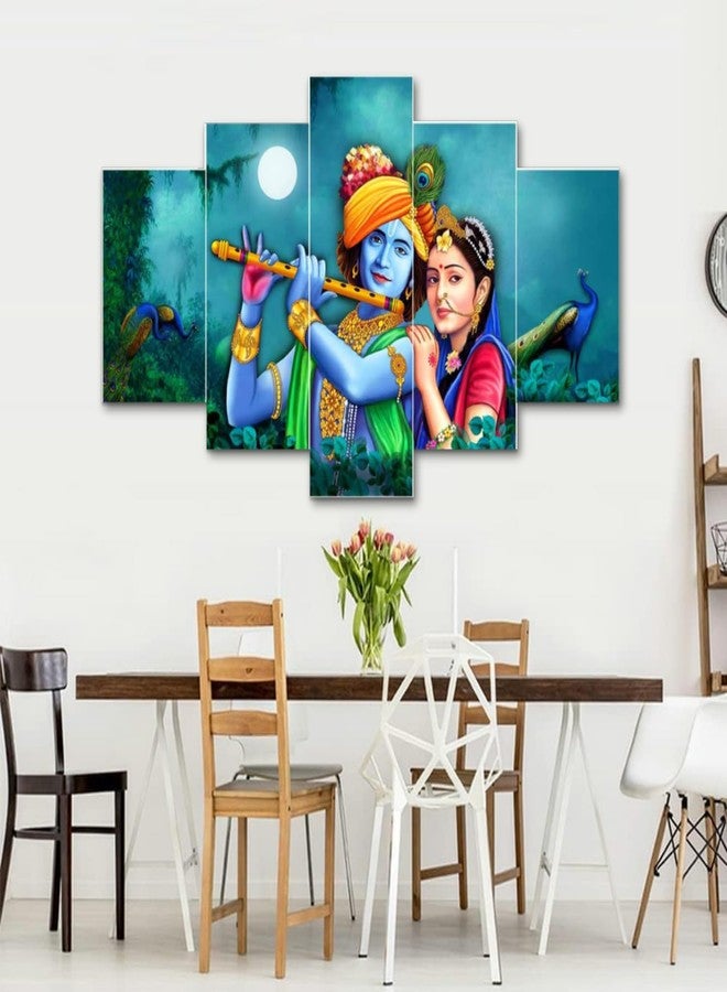 Masstone Wood Radha Krishna Wall Painting | Home Decor (30X17 Inch) | Radha Krishna Painting For | Wall Painting For Bedroom Set Of 5 With Frame | God Painting - Image 5