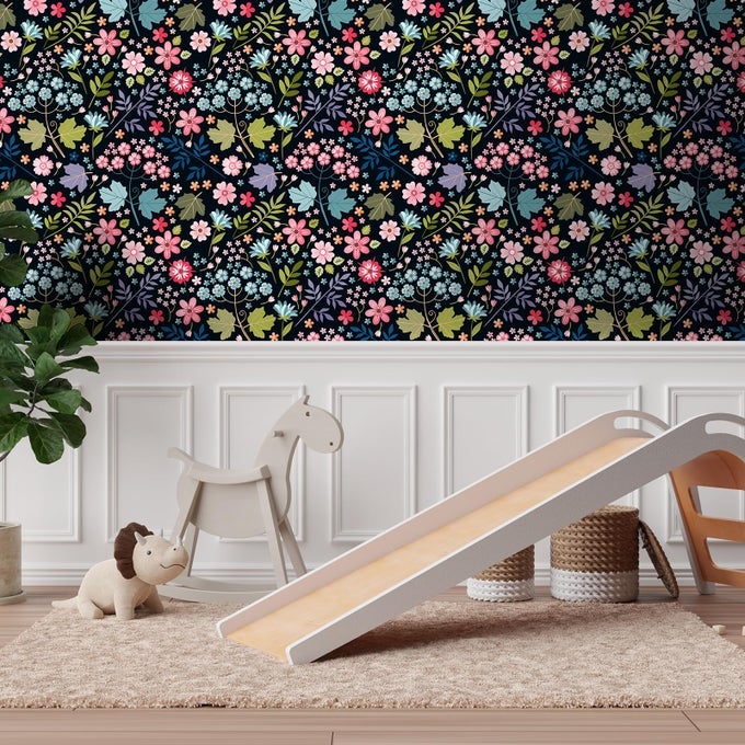 COLORFUL FLORAL WALLPAPER DARK BLACK FLORAL PEEL AND STICK WALLPAPER FOR BATHROOM NURSERY 177X118 REMOVABLE SELF ADHESIVE CUTE FLOWER PATTERNED COLORFUL CONTACT PAPER FOR CABINETS WALLS