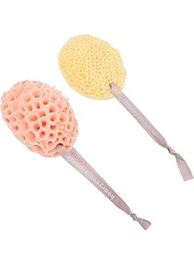 Natural Honeycomb Bath Sponge 2 Pack Exfoliating Body Scrubber With Rope For Adults - Image 1