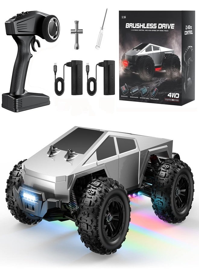 Winproper 1/16 Brushless Fast RC Cars for Adult, 35Mph High Speed Remote Control Car, Cyber RC Truck, 4x4 Monster Truck Toy, 2.4GHz Remote, All Terrain Off-Road Vehicle, Colorful LED Light, Kids Gift - Image 1