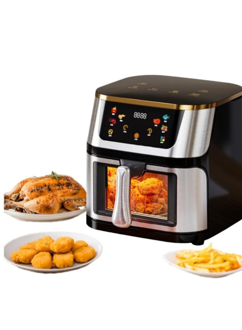 ELTRAZONE "ELTRAZONE 8-Liter Air Fryer Oven – Oil-Free Deep Fryer with Custom Silver Crest Design and Stainless Steel Interior" - Image 1