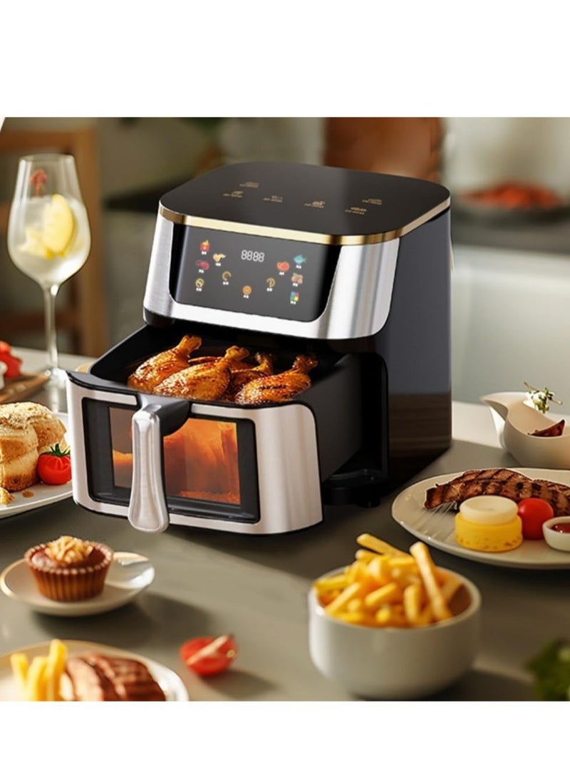 ELTRAZONE "ELTRAZONE 8-Liter Air Fryer Oven – Oil-Free Deep Fryer with Custom Silver Crest Design and Stainless Steel Interior" - Image 3