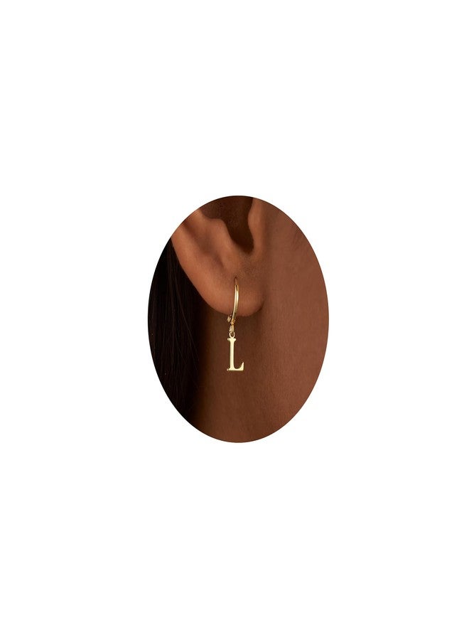 IEFWELL Gifts for Girls Kids - Earrings for Teen Girl Gift Trendy Stuff Gift for Girls Jewelry 7 8 9 10 11 12 Year Old Girl Birthday Gifts Initial L Hoop Earring - Image 1