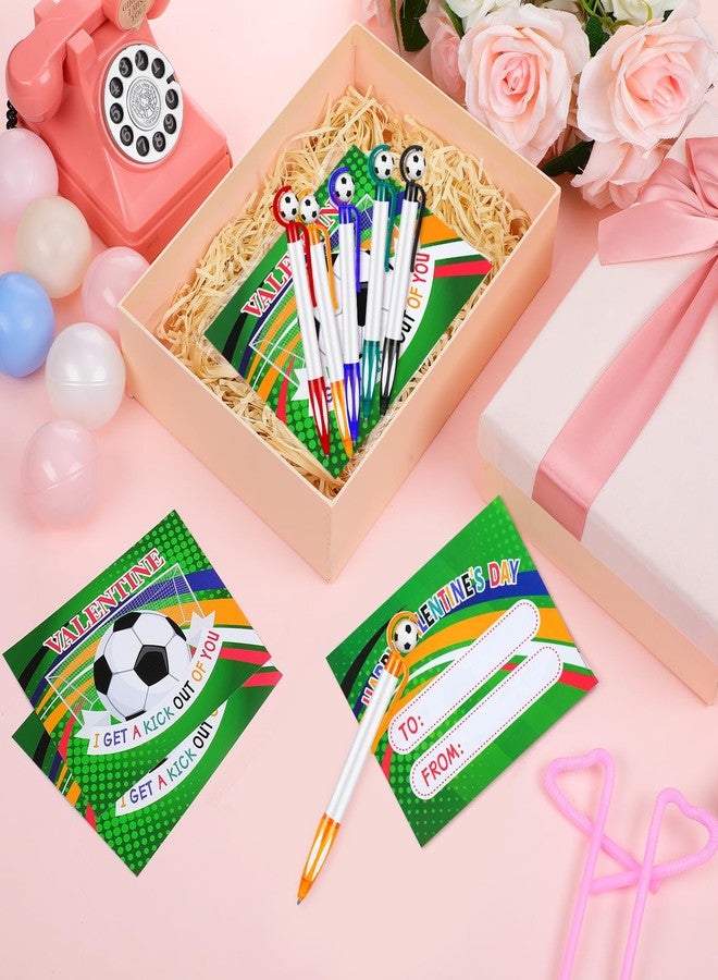 Skyygemm 30 Set Valentine's Day Soccer Hoop Pens with Gift Card Valentine's Day Classroom Exchange Gift Sports Soccer Novelty Ballpoint for Valentine's Sports Party Favor - Image 5