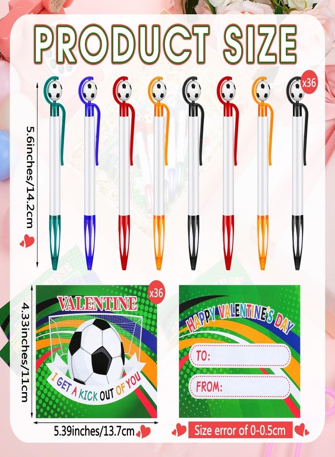 Skyygemm 30 Set Valentine's Day Soccer Hoop Pens with Gift Card Valentine's Day Classroom Exchange Gift Sports Soccer Novelty Ballpoint for Valentine's Sports Party Favor - Image 2