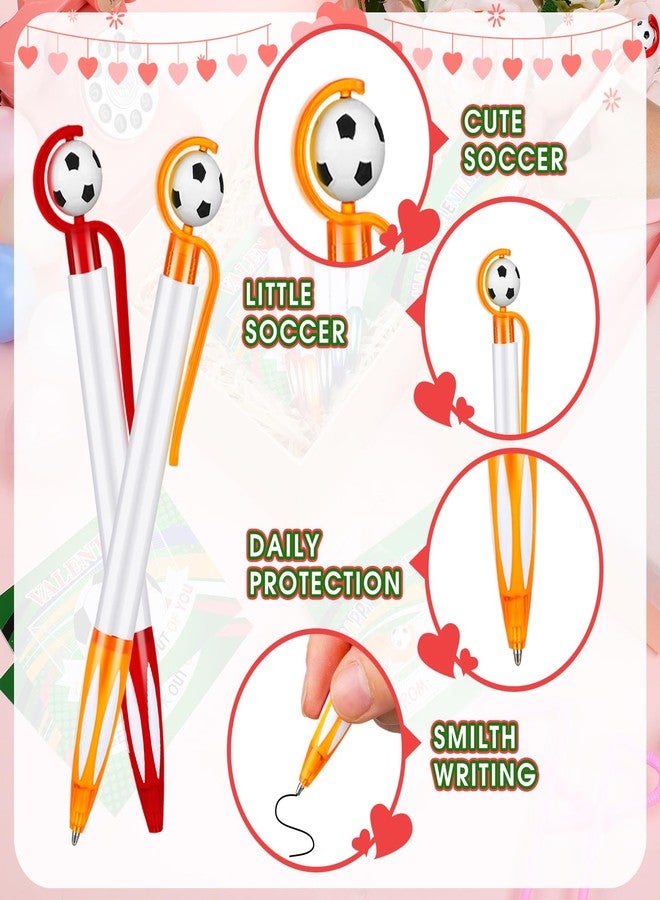 Skyygemm 30 Set Valentine's Day Soccer Hoop Pens with Gift Card Valentine's Day Classroom Exchange Gift Sports Soccer Novelty Ballpoint for Valentine's Sports Party Favor - Image 4