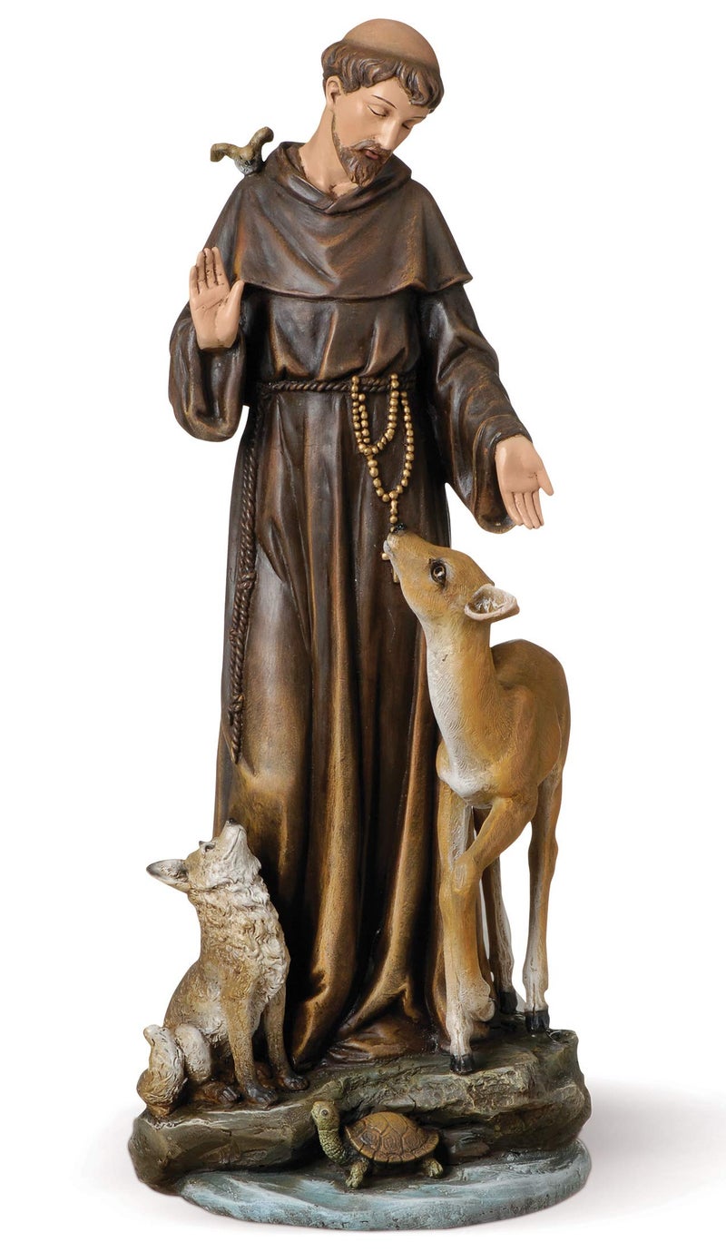 Joseph's Studio by Roman, 13.75" H St. Francis with Animals Figure, Religious Gift, Home Decor - Image 1