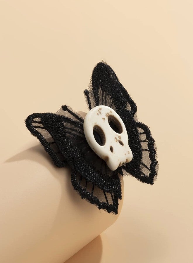 BBTDIN Halloween Skull Hair Clips Butterfly Halloween Skeleton Butterfly Gothic Hairpin BHWH02 (A2-Black) - Image 3