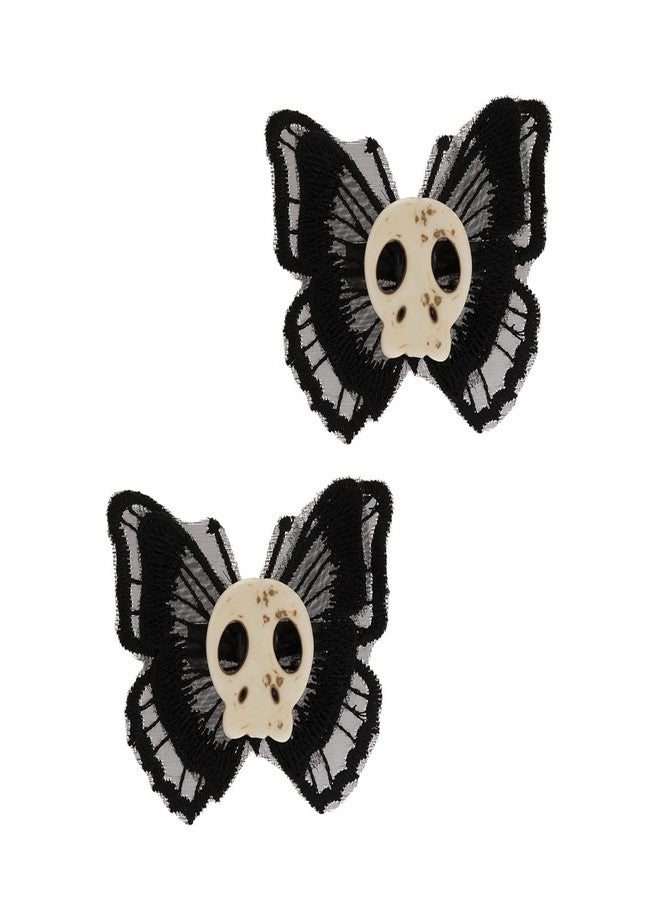 BBTDIN Halloween Skull Hair Clips Butterfly Halloween Skeleton Butterfly Gothic Hairpin BHWH02 (A2-Black) - Image 2