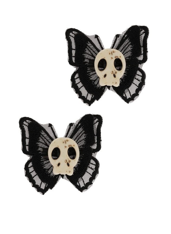 BBTDIN Halloween Skull Hair Clips Butterfly Halloween Skeleton Butterfly Gothic Hairpin BHWH02 (A2-Black) - Image 1
