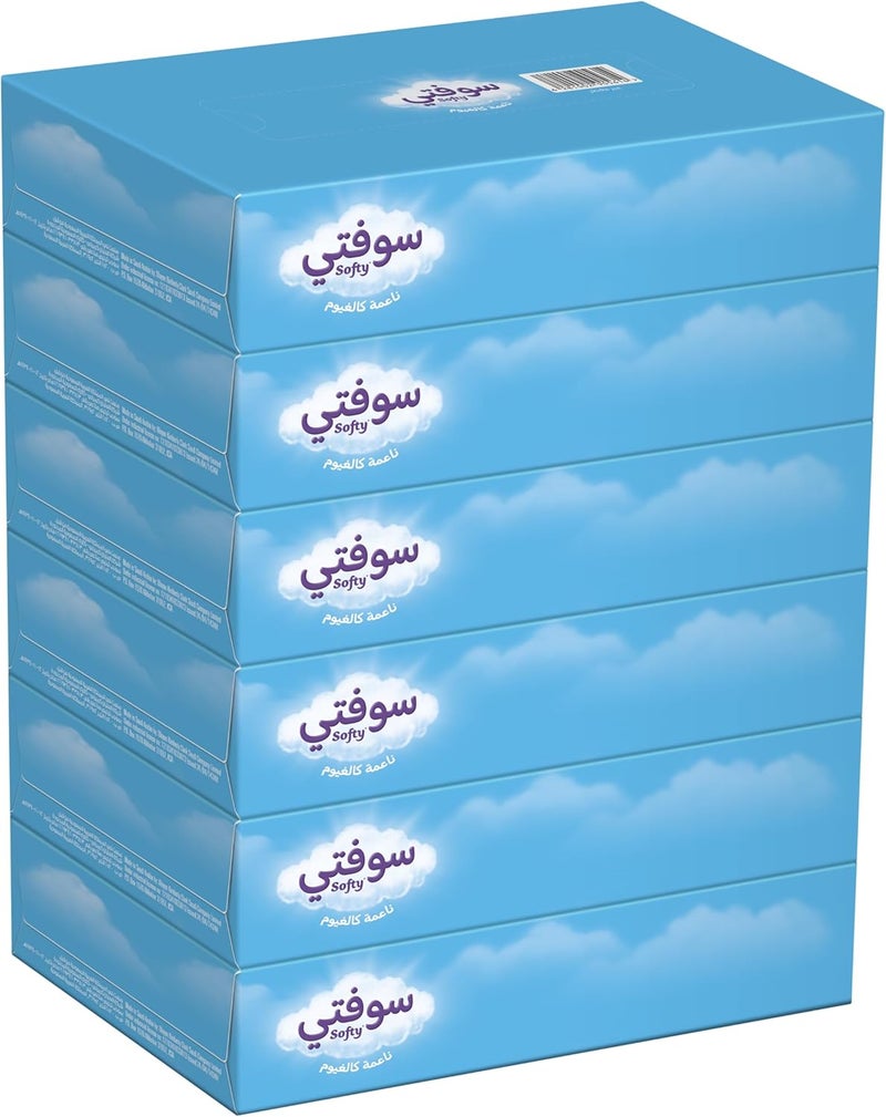 softy , Facial Tissue Box 2 - ply , Pack of 4 + 2 Free x 70 Sheets, Economy Tissue Paper for Face & Hands - Image 2
