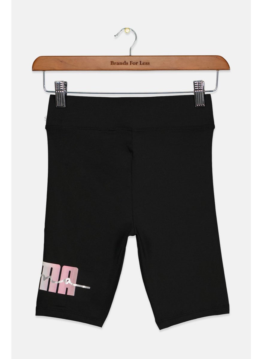 PUMA Kids Girl Brand Logo Bikers Sports Short, Black  - Image 2
