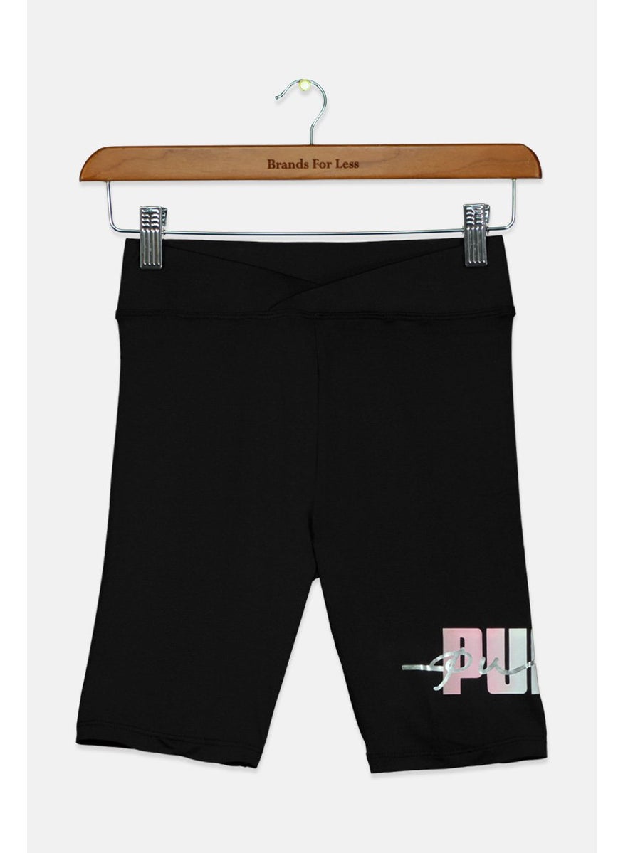 PUMA Kids Girl Brand Logo Bikers Sports Short, Black  - Image 1