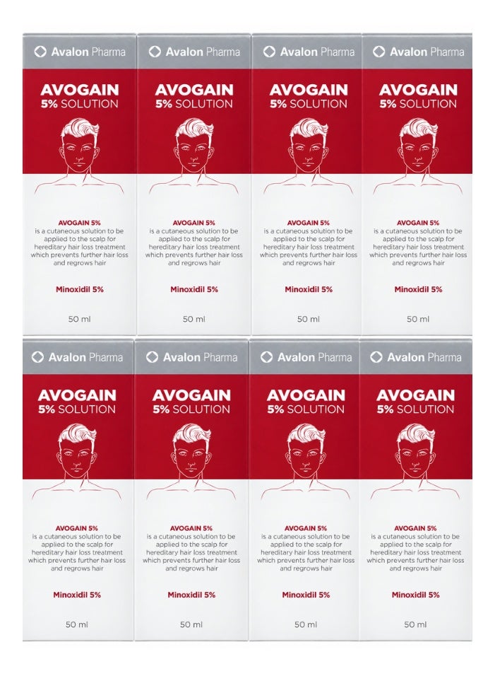 Avalon Pharma Avogain 5% Spray Solution For Men Clear 50ml Bundle - Pack of 8 - Image 1
