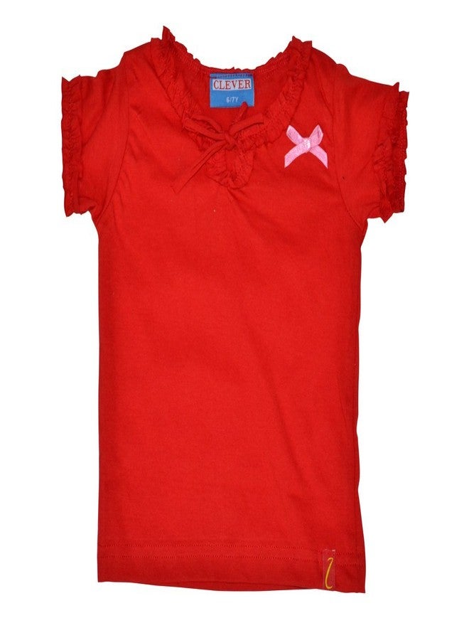 CLEVER Baby Girl's Tshirt(ZCGT-004-RED_10-11Yrs_Red_10-11 Years) (ZCGT-004-RED-10-11Yrs) - Image 1