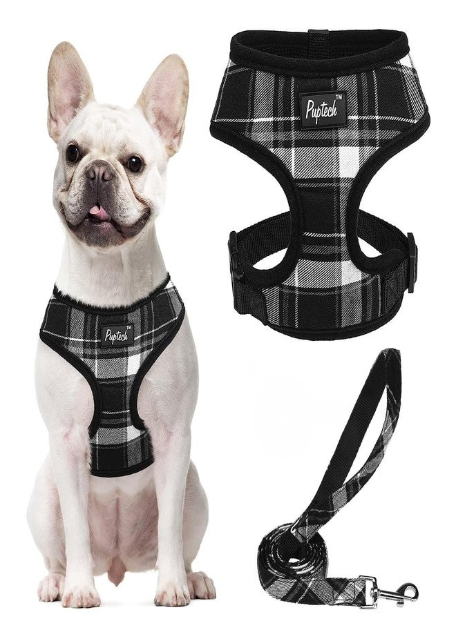 PUPTECK Soft Mesh Dog Harness and Leash Set Pet Puppy Cat Comfort Padded Vest No Pull Harnesses, Black, S - Image 1