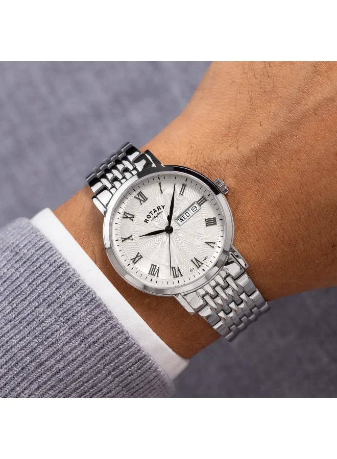 Rotary  Rotary Men's Heritage Roman Numeral Stainless Steel Bracelet Watch - GB05420/01 for Men | Best Price UAE
