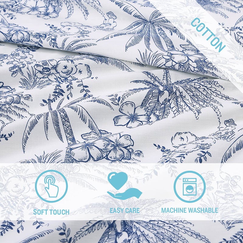 Tommy Bahama - Queen Size Sheets Set, Crisp & Tailored Cooling Sheets with a Smooth Cotton Percale Lightweight Feel - Bed Sheets with Matching Pillowcases & Fitted Sheet (Pen and Ink Palm Blue) - Image 4