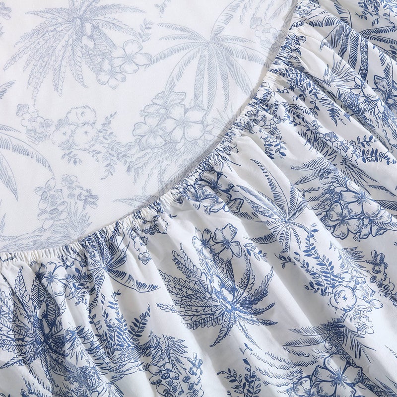 Tommy Bahama - Queen Size Sheets Set, Crisp & Tailored Cooling Sheets with a Smooth Cotton Percale Lightweight Feel - Bed Sheets with Matching Pillowcases & Fitted Sheet (Pen and Ink Palm Blue) - Image 3