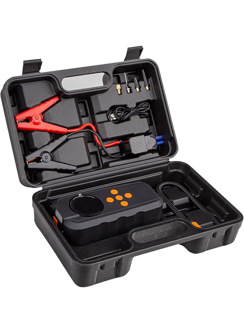 12V Car Jump Starter with Air Compressor  Portable Power Pack & Tire Inflator  LED Light & USB Charger Jump Start Battery Pack for Car Motorcycle Bikes - Image 1