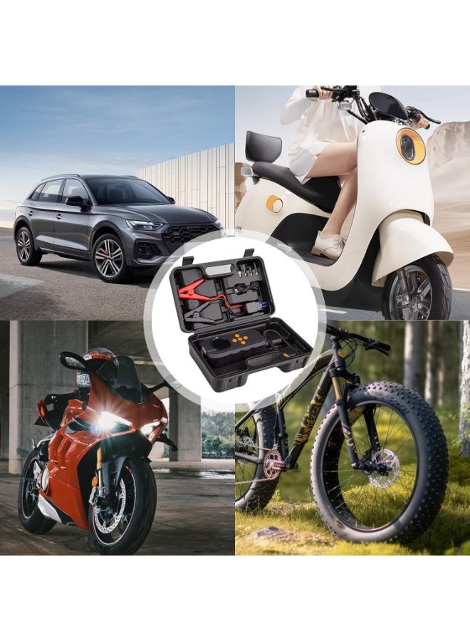 12V Car Jump Starter with Air Compressor  Portable Power Pack & Tire Inflator  LED Light & USB Charger Jump Start Battery Pack for Car Motorcycle Bikes - Image 2