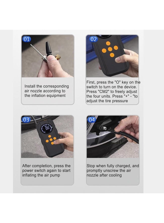 12V Car Jump Starter with Air Compressor  Portable Power Pack & Tire Inflator  LED Light & USB Charger Jump Start Battery Pack for Car Motorcycle Bikes - Image 4