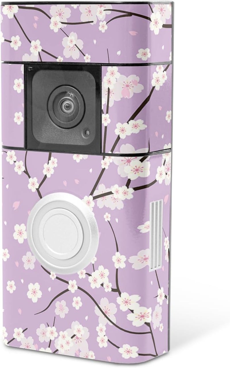 MightySkins Skin Compatible with Ring Video Doorbell Plus - Sakura Purple | Protective, Durable, and Unique Vinyl Decal wrap Cover | Easy to Apply, Remove, and Change Styles