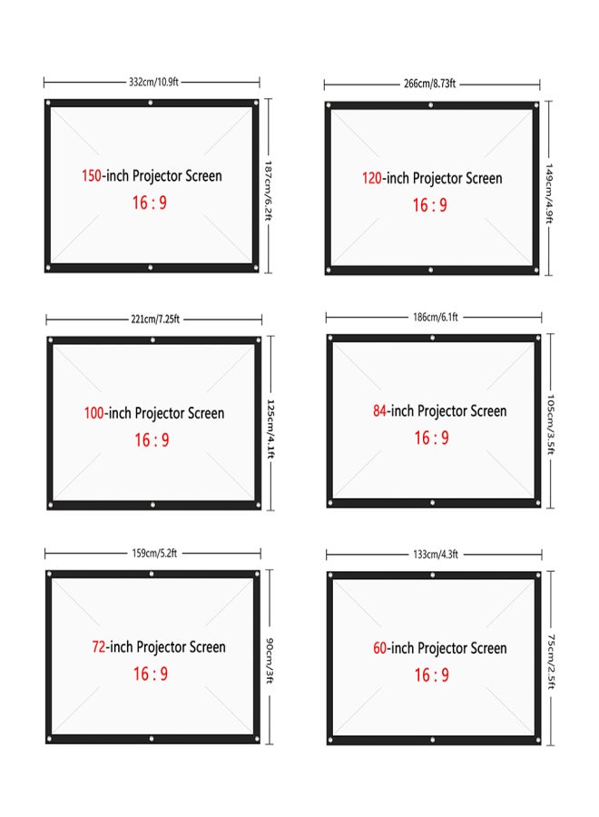 72 inch Projection Screen Portable Foldable Projection Screen 16:9 Polyester Projector Screen for Home Office KTV - Image 2