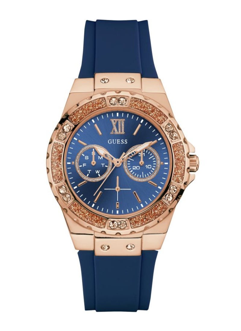 GUESS سوار سيليكون متعدد الوظائف باللون الأزرق الفاتح للنساء - W1053L1 - 38 مم  - Image 1