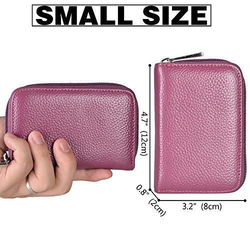 Easyoulife Genuine Leather Credit Card Holder Zipper Wallet With 26 Card Slots (Purple) - Image 4