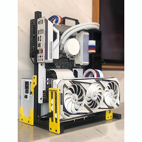 Hokeyio ATX PC Test Bench Handle Carrying Computer Water Cooling Open Frame Overclock Air Case HTPC Support Graphics Card(Black Yellow) - Image 2