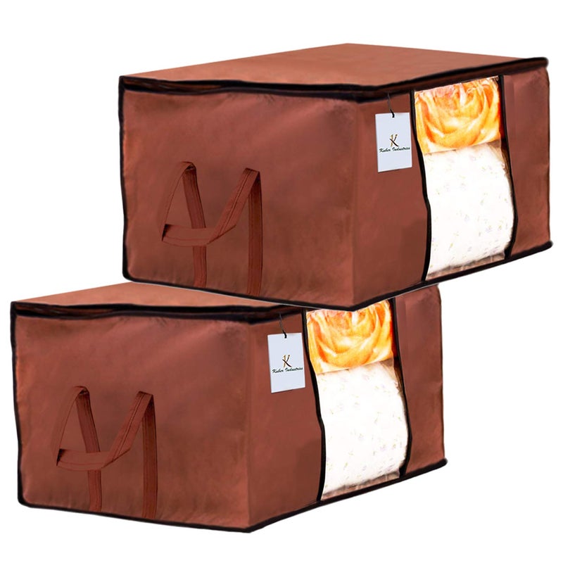 Kuber Industries Underbed Storage Bag Storage Organiser Blanket Cover Set of 2 Dark Brown Extra Large SizeCTKTC23819 - Image 1