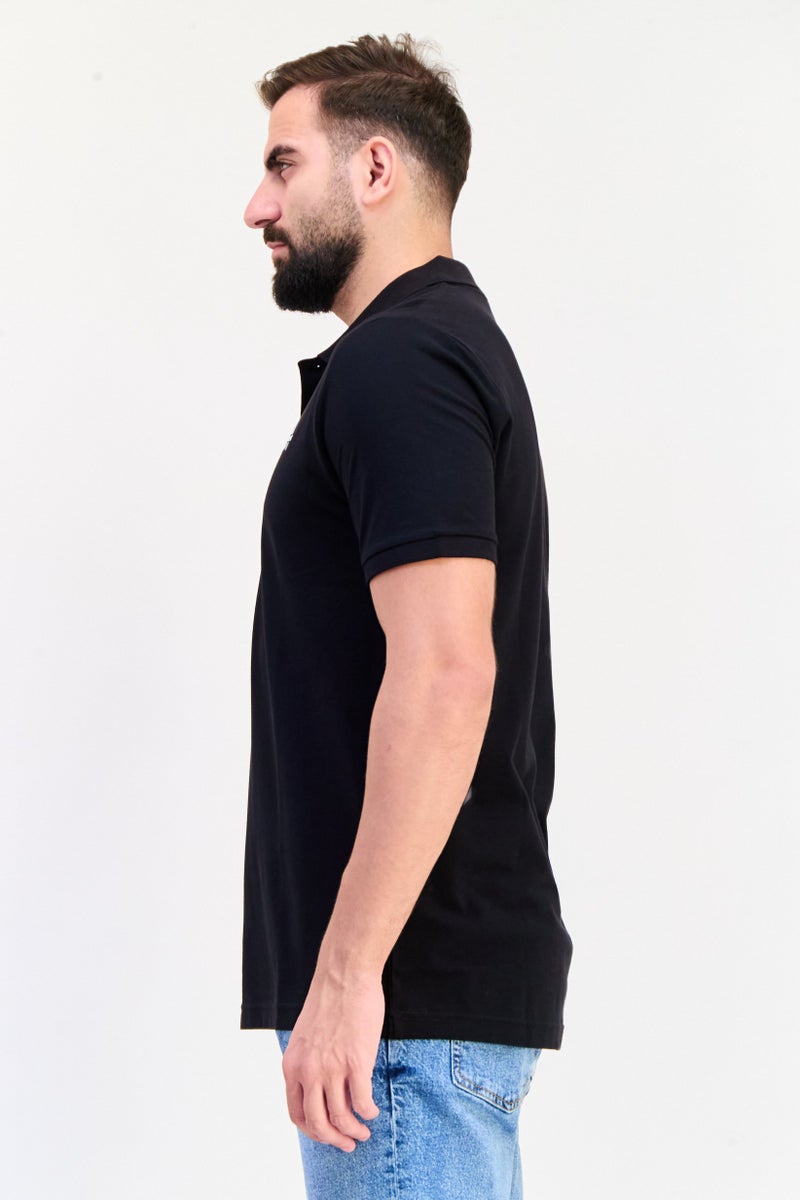 JOHN RICHMOND تي شيرت بولو بأكمام قصيرة للرجال بتصميم عادي مع شعار العلامة التجارية، أسود - Image 3